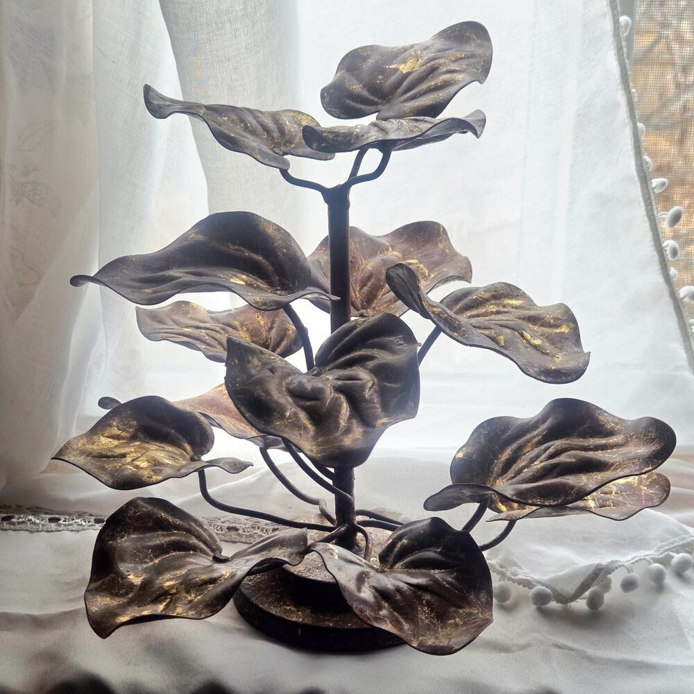 Vintage Italian Hollywood Regency Gold Gilt Toleware Metal Centerpiece Tazza